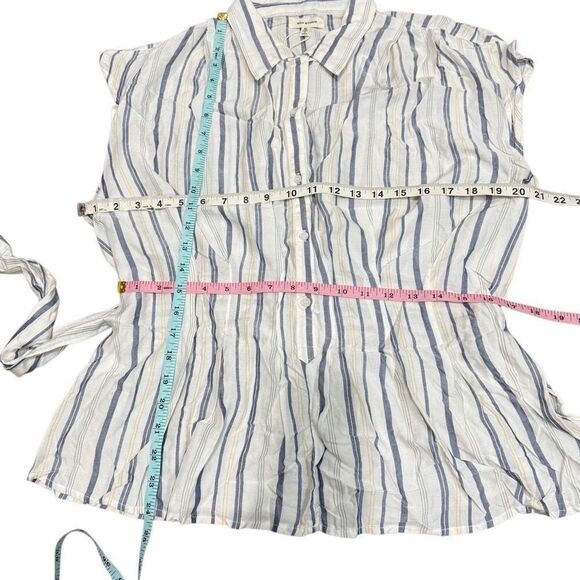 Max studio striped tie-waist blouse  XL - Picture 6 of 6